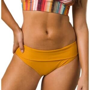 PRANA Women's Marta Hipster Bikini Bottoms Medium 8-10 Gold Deep Solstice NWT